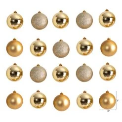 20ct. 3" Gold Shatterproof Christmas Ornaments 7 20ct. 3" Gold Shatterproof Christmas Ornaments -Northlight Decor Store D479046S 2