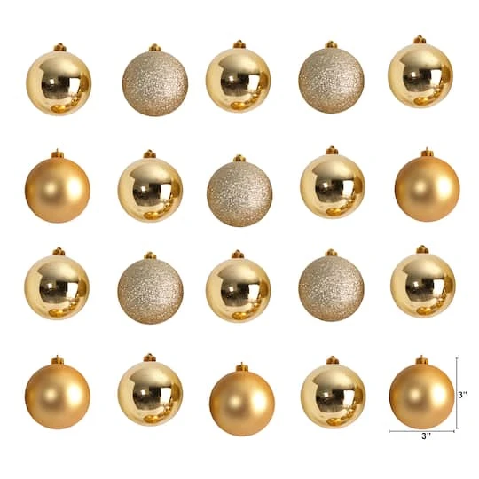 20ct. 3" Gold Shatterproof Christmas Ornaments 3 20ct. 3" Gold Shatterproof Christmas Ornaments - Image 3