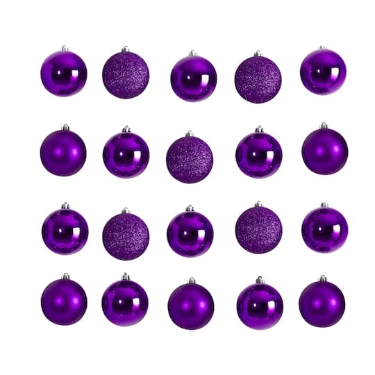 20ct. 3" Purple Shatterproof Christmas Ornaments 1 20ct. 3" Purple Shatterproof Christmas Ornaments