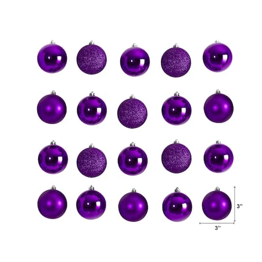 20ct. 3" Purple Shatterproof Christmas Ornaments 3 20ct. 3" Purple Shatterproof Christmas Ornaments - Image 3