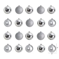 20ct. 3" Silver Shatterproof Christmas Ornaments 7 20ct. 3" Silver Shatterproof Christmas Ornaments -Northlight Decor Store D479050S 2