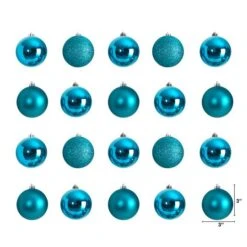 20ct. 3" Teal Shatterproof Christmas Ornaments -Northlight Decor Store D479051S 2