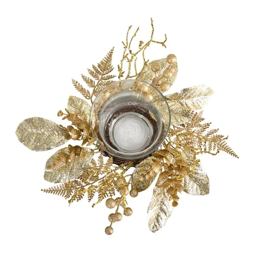 10" Golden Artificial Christmas Candelabrum 2 10" Golden Artificial Christmas Candelabrum - Image 2