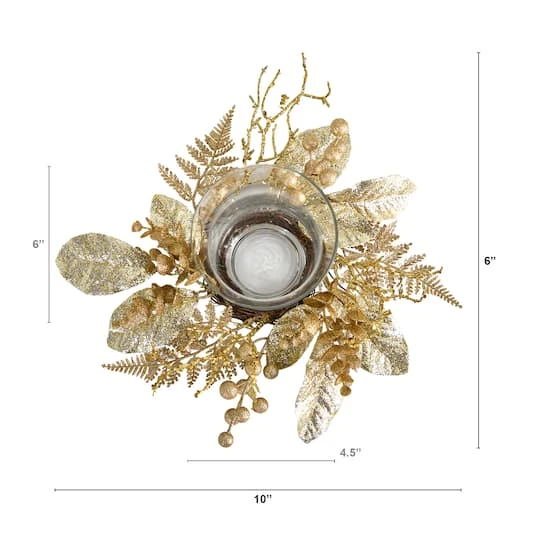 10" Golden Artificial Christmas Candelabrum 4 10" Golden Artificial Christmas Candelabrum - Image 4