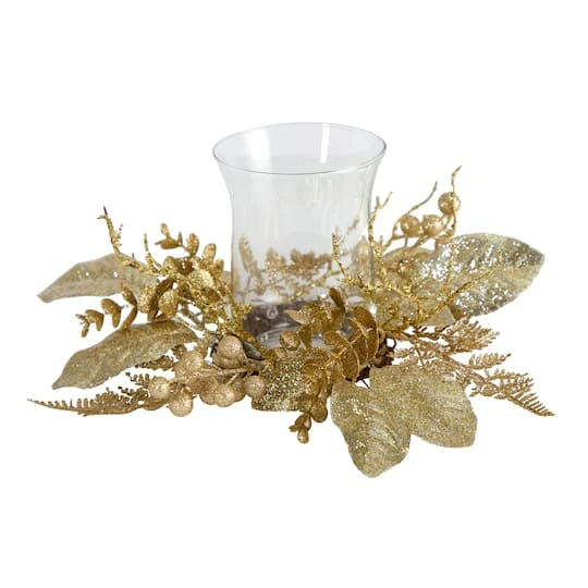 10" Golden Artificial Christmas Candelabrum 3 10" Golden Artificial Christmas Candelabrum - Image 3