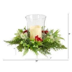 8" Cedar & Berries Artificial Christmas Candelabrum -Northlight Decor Store D479054S 2