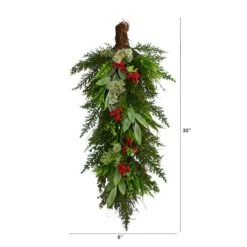 30" Cedar & Berry Christmas Teardrop Swag -Northlight Decor Store D479057S 2