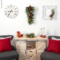 26" Christmas Greenery Ornament Teardrop Swag -Northlight Decor Store D479058S 4