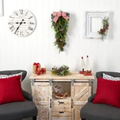 26" Bells & Bow Christmas Teardrop Swag 7 26" Bells & Bow Christmas Teardrop Swag -Northlight Decor Store D479059S 4