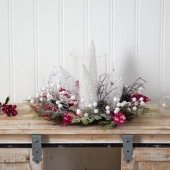 15" Christmas Lighted Forest Candle Holder Arrangement -Northlight Decor Store D479061S 4