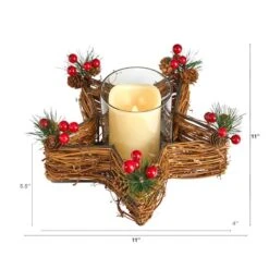 Holiday Star Twig Candle Holder With LED Candle Table Christmas Arrangement -Northlight Decor Store D479063S 2