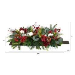 24" Berries, Pinecones & Eucalyptus Arrangement -Northlight Decor Store D479066S 2