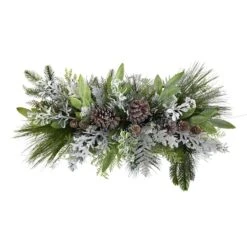 26" Flocked Winter Christmas Arrangement On Board 10 26" Flocked Winter Christmas Arrangement On Board -Northlight Decor Store D479067S 3