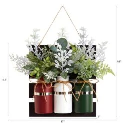 17" Christmas Pine 3-Piece Jar Hanging Artificial Arrangement -Northlight Decor Store D479068S 2