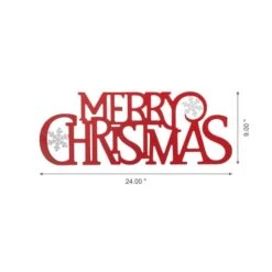 Glitzhome® 24" Red Merry Christmas Metal Wall Décor -Northlight Decor Store D479420S 5