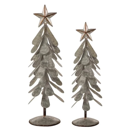Glitzhome® Galvanized Metal Christmas Tree Table Décor Set 1 Glitzhome® Galvanized Metal Christmas Tree Table Décor Set