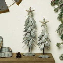 Glitzhome® Galvanized Metal Christmas Tree Table Décor Set 9 Glitzhome® Galvanized Metal Christmas Tree Table Décor Set -Northlight Decor Store D479432S 3