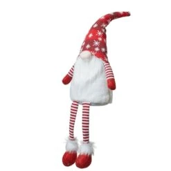 Glitzhome® 28" Fabric Christmas Gnome Shelf Sitter With Dangling Legs