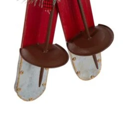 Glitzhome® 35" Red Wooden & Galvanized Ski Porch Décor -Northlight Decor Store D479466S 6