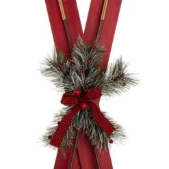 Glitzhome® 35" Red Wooden & Galvanized Ski Porch Décor -Northlight Decor Store D479466S 7