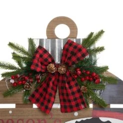 Glitzhome® 30" Lighted Round Wooden Snowman Porch Décor With Timer -Northlight Decor Store D479470S 7