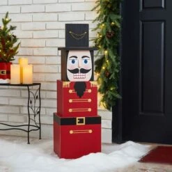 Glitzhome® 36" Wooden Block Nutcracker Porch Décor 11 Glitzhome® 36" Wooden Block Nutcracker Porch Décor -Northlight Decor Store D479475S 2