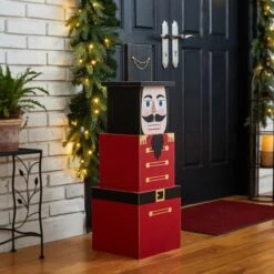 Glitzhome® 36" Wooden Block Nutcracker Porch Décor 12 Glitzhome® 36" Wooden Block Nutcracker Porch Décor -Northlight Decor Store D479475S 3