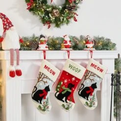 Glitzhome® 7" Santa, Snowman & Penguin Stocking Holder Set 12 Glitzhome® 7" Santa, Snowman & Penguin Stocking Holder Set -Northlight Decor Store D479500S 3