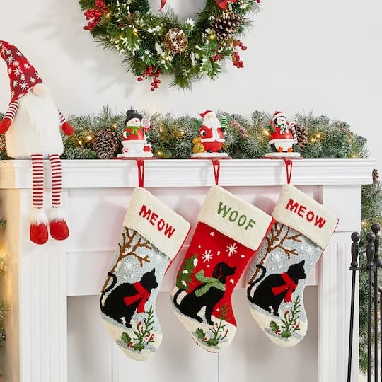 Glitzhome® 7" Santa, Snowman & Penguin Stocking Holder Set 4 Glitzhome® 7" Santa, Snowman & Penguin Stocking Holder Set - Image 4