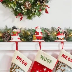 Glitzhome® 7" Santa, Snowman & Penguin Stocking Holder Set 13 Glitzhome® 7" Santa, Snowman & Penguin Stocking Holder Set -Northlight Decor Store D479500S 4