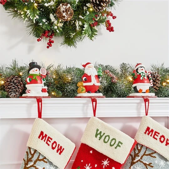Glitzhome® 7" Santa, Snowman & Penguin Stocking Holder Set 5 Glitzhome® 7" Santa, Snowman & Penguin Stocking Holder Set - Image 5