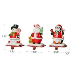 Glitzhome® 7" Santa, Snowman & Penguin Stocking Holder Set 14 Glitzhome® 7" Santa, Snowman & Penguin Stocking Holder Set -Northlight Decor Store D479500S 5