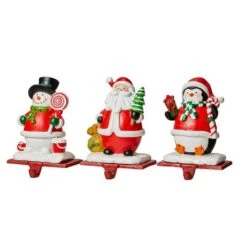 Glitzhome® 7" Santa, Snowman & Penguin Stocking Holder Set 15 Glitzhome® 7" Santa, Snowman & Penguin Stocking Holder Set -Northlight Decor Store D479500S 6