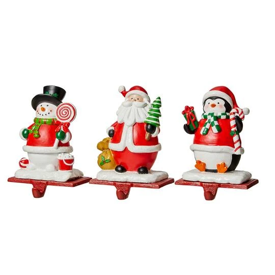 Glitzhome® 7" Santa, Snowman & Penguin Stocking Holder Set 7 Glitzhome® 7" Santa, Snowman & Penguin Stocking Holder Set - Image 7