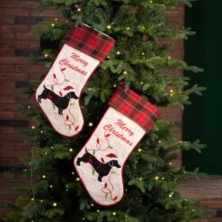 Glitzhome® 21" Merry Christmas Dachshund Stocking, Set Of 2 11 Glitzhome® 21" Merry Christmas Dachshund Stocking, Set Of 2 -Northlight Decor Store D479584S 2