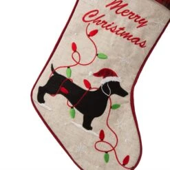 Glitzhome® 21" Merry Christmas Dachshund Stocking, Set Of 2 13 Glitzhome® 21" Merry Christmas Dachshund Stocking, Set Of 2 -Northlight Decor Store D479584S 4
