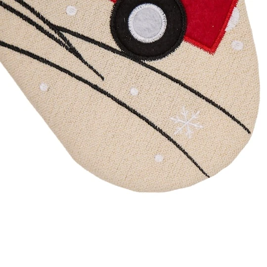 Glitzhome® 21" Red Truck Embroidered Linen Stocking, Set Of 2 6 Glitzhome® 21" Red Truck Embroidered Linen Stocking, Set Of 2 - Image 6