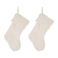 Glitzhome® 21" White Plush Stockings, 2ct.