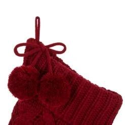 Glitzhome® 24" Red Knitted Polyester Christmas Stocking With Pom Pom, 2ct. -Northlight Decor Store D479603S 4
