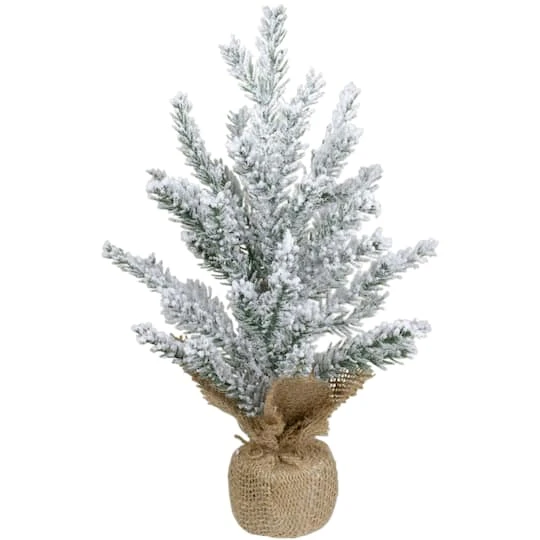 Northlight 12" Unlit Flocked Mini Pine Artificial Christmas Tree With Jute Base 2 Northlight 12" Unlit Flocked Mini Pine Artificial Christmas Tree With Jute Base - Image 2