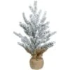 Northlight 12" Unlit Flocked Mini Pine Artificial Christmas Tree With Jute Base