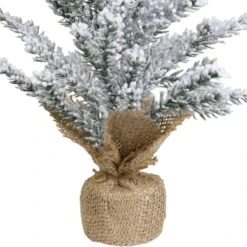 Northlight 12" Unlit Flocked Mini Pine Artificial Christmas Tree With Jute Base 5 Northlight 12" Unlit Flocked Mini Pine Artificial Christmas Tree With Jute Base -Northlight Decor Store D489954S 2