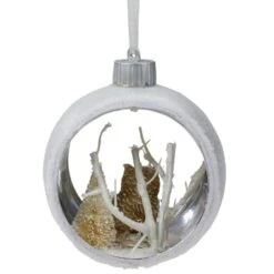Northlight Silver And White Matte Cutout Owl Ball Ornament -Northlight Decor Store D491049S 3