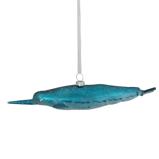 Northlight Blue Glitter Pipefish Glass Ornament 2 Northlight Blue Glitter Pipefish Glass Ornament - Image 2