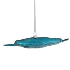 Northlight Blue Glitter Pipefish Glass Ornament