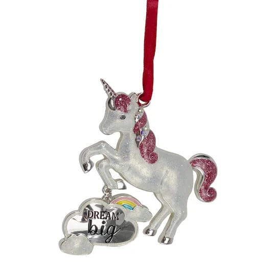 Northlight White And Silver Glitter Dream Big Unicorn Enamel Ornament 1 Northlight White And Silver Glitter Dream Big Unicorn Enamel Ornament