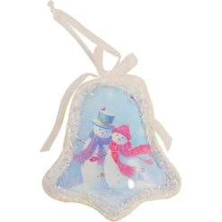 Northlight Blue & White Snowman Couple LED Bell Ornament