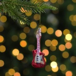 Northlight Red & Silver Bass Guitar Glass Ornament 16 Northlight Red & Silver Bass Guitar Glass Ornament -Northlight Decor Store D491062S 12