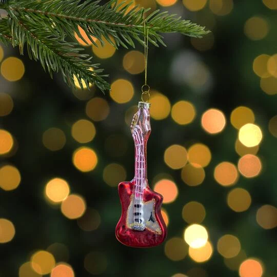 Northlight Red & Silver Bass Guitar Glass Ornament 7 Northlight Red & Silver Bass Guitar Glass Ornament - Image 7