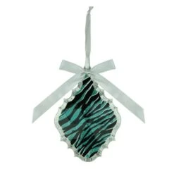 Teal Green & Black Glitter Zebra Print Teardrop Prism Ornament 5 Teal Green & Black Glitter Zebra Print Teardrop Prism Ornament -Northlight Decor Store D491073S 2